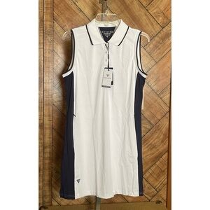 NWT MAELREG Performance Golf Athletic Polo Dress Black White XL